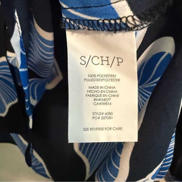 CAbi Top Womens Small Blue Regal Blouse Button Up Style 6080 Floral business - Picture 6 of 10